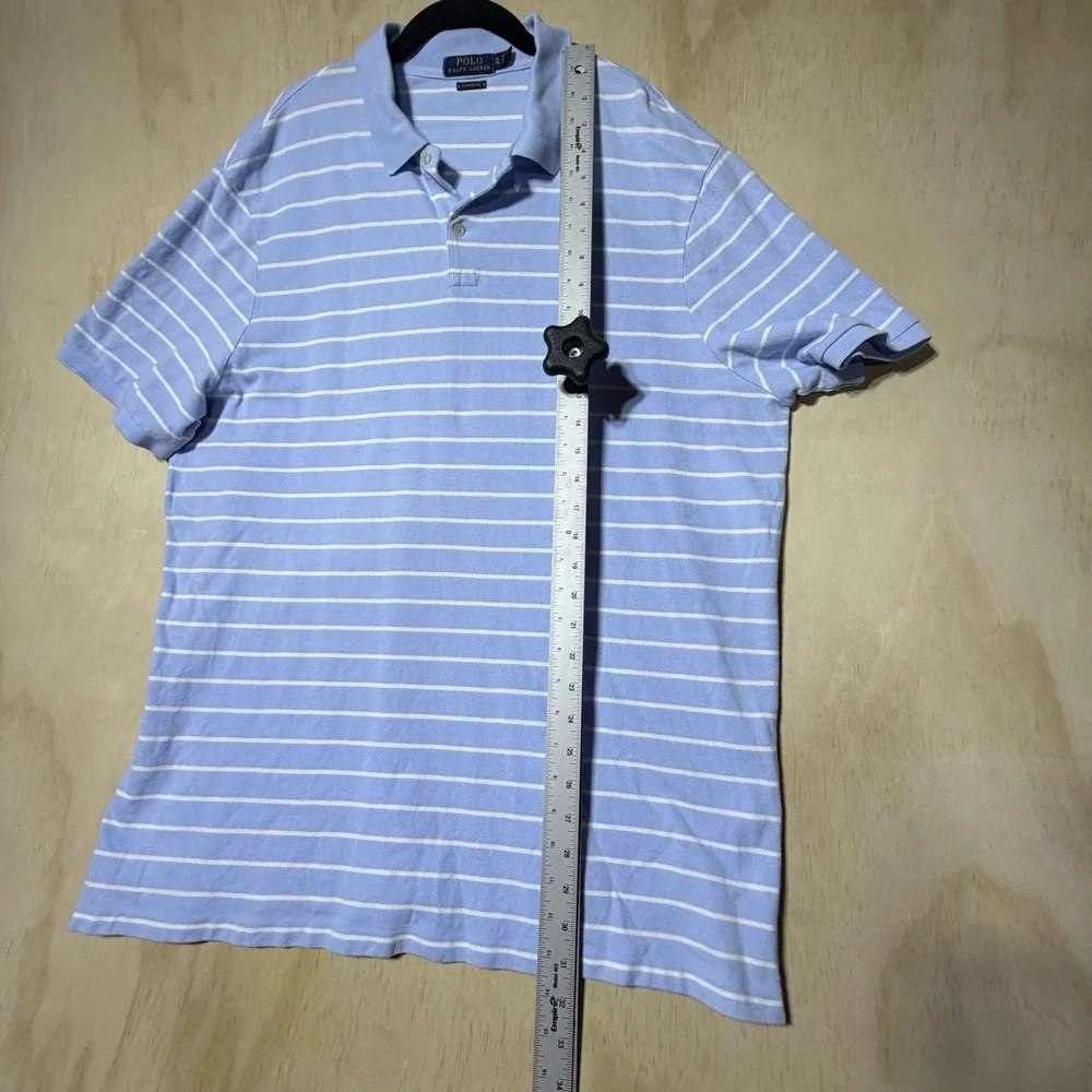 Polo Ralph Lauren Classic Fit Polo Shirt Mens XL Blue White Stripe Pony Golf